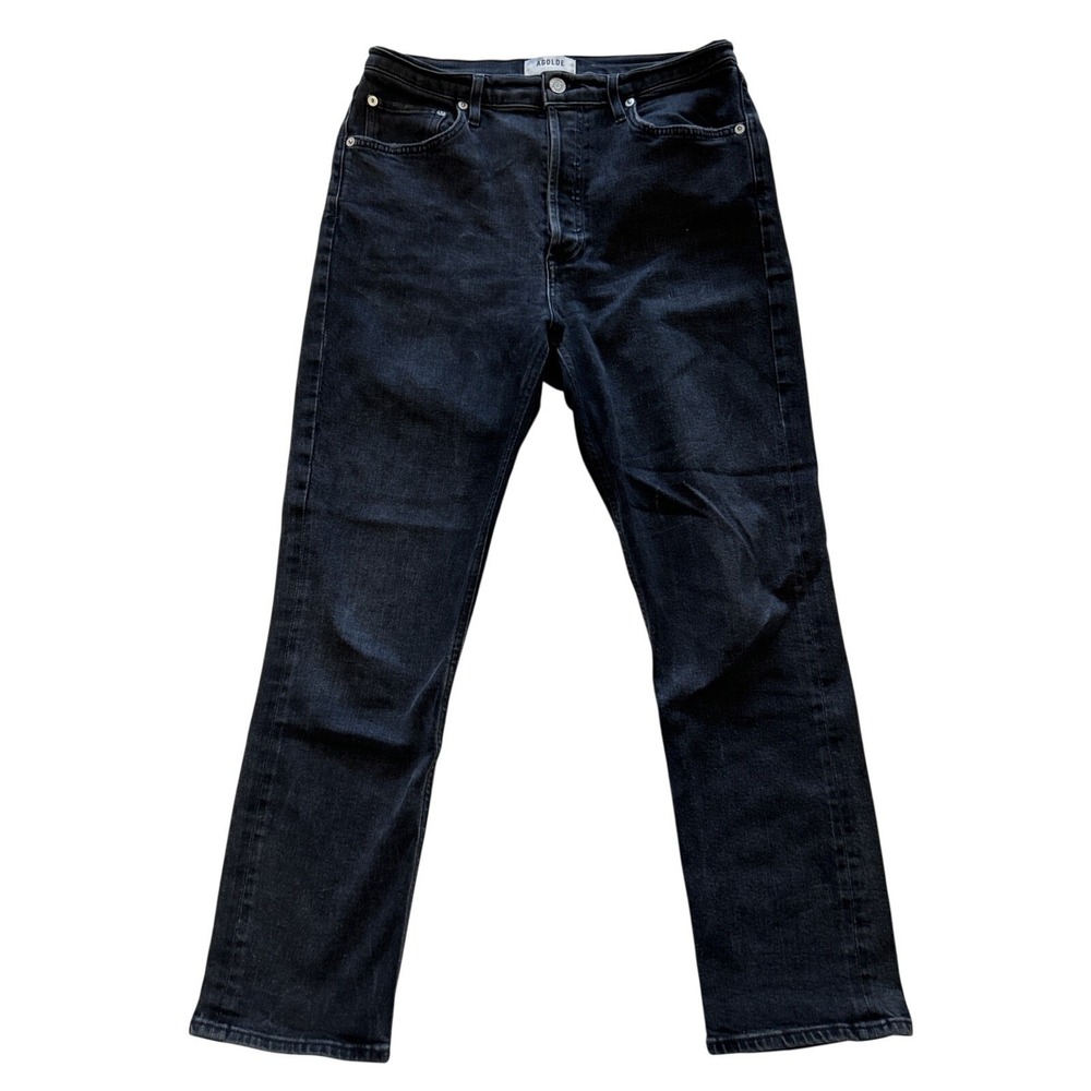 AGOLDE Women's Jeans Size 29 Riley High Rise Straight Crop in Black Pepper